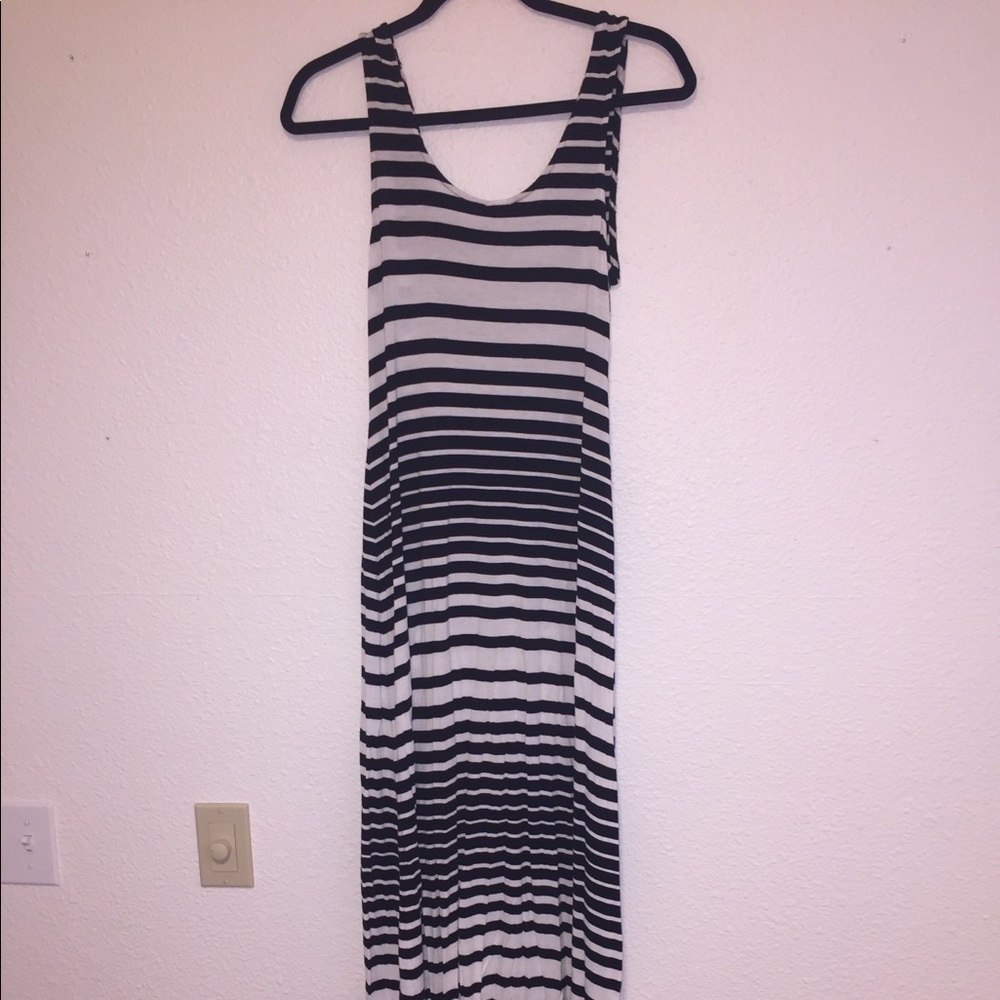 Black and White Striped Maxi Dress